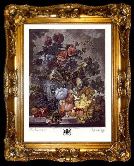 framed  Jan van Huysum Still Life with Fruit and Flowers, ta009-2